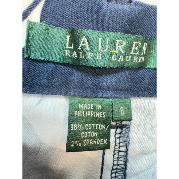 Lauren Ralph Lauren Women's Chino Pants Flat Front Sz 6 Floral Blue White - Picture 2 of 11
